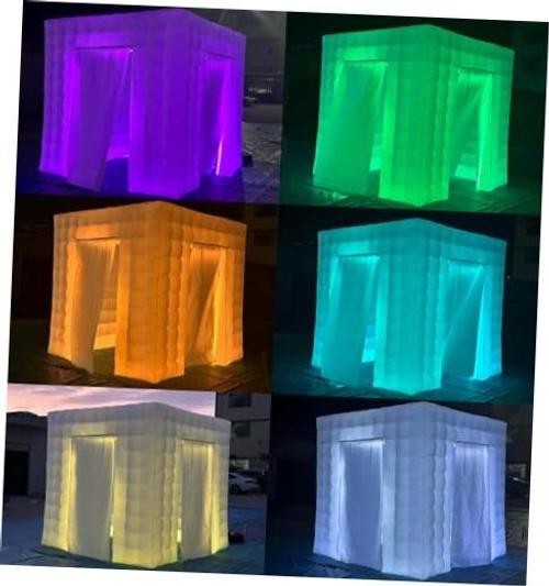 Portable Inflatable Photo Booth Enclosure (White, Two Whiet-8.2FTx8.2FTx8.2FT
