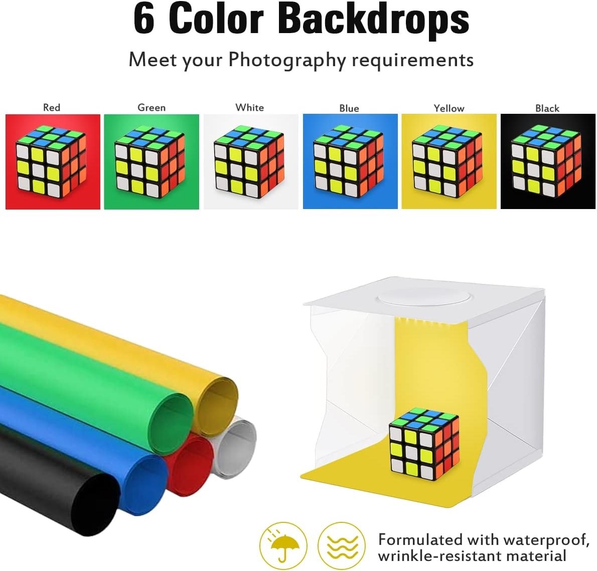 Mini Photo Studio Light Box Tent Kit – Adjustable LED Lighting 6 Color Backdrops