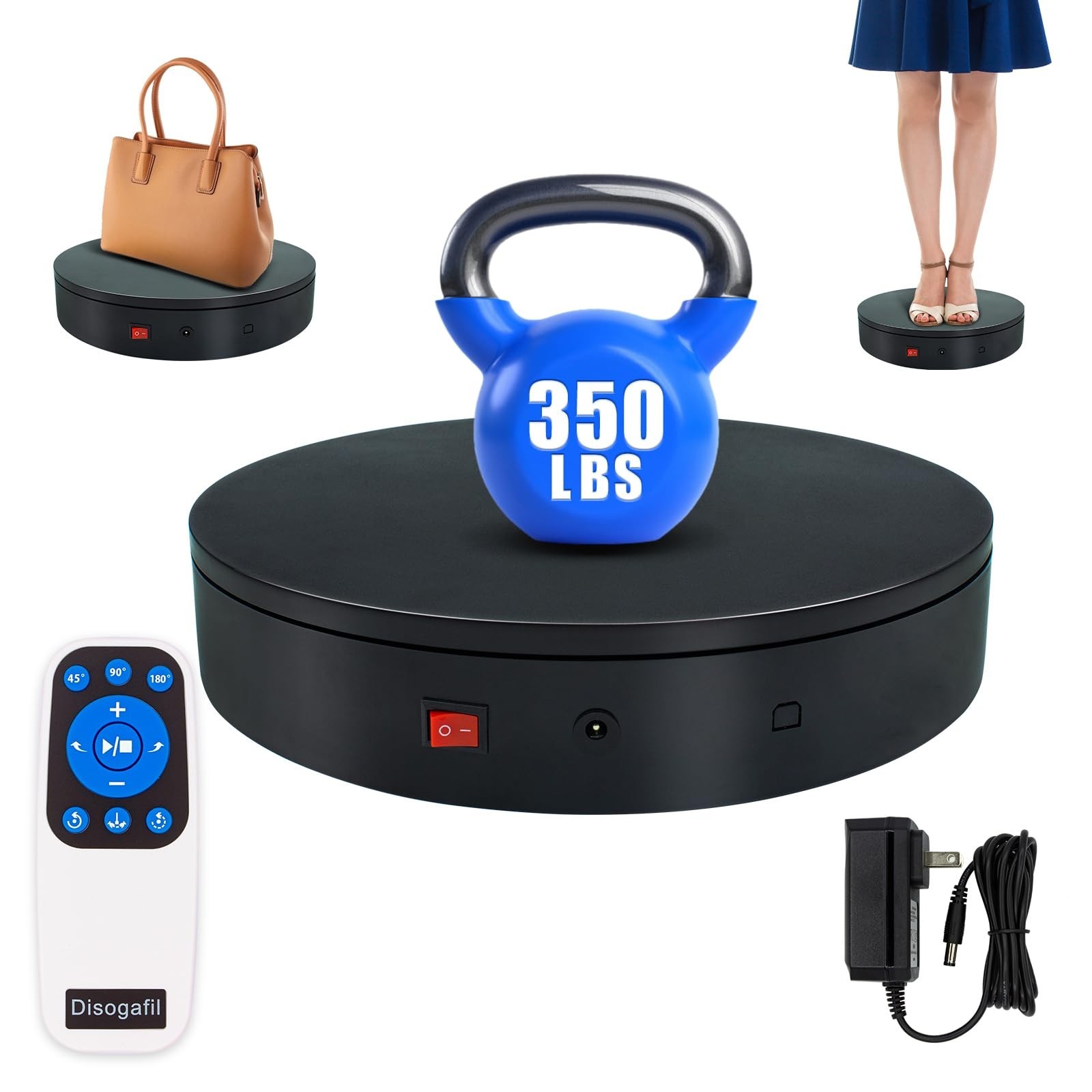 Motorized 360 Rotating Turntable, 12.6″ Display Stand, 350lbs Capacity, Remote C