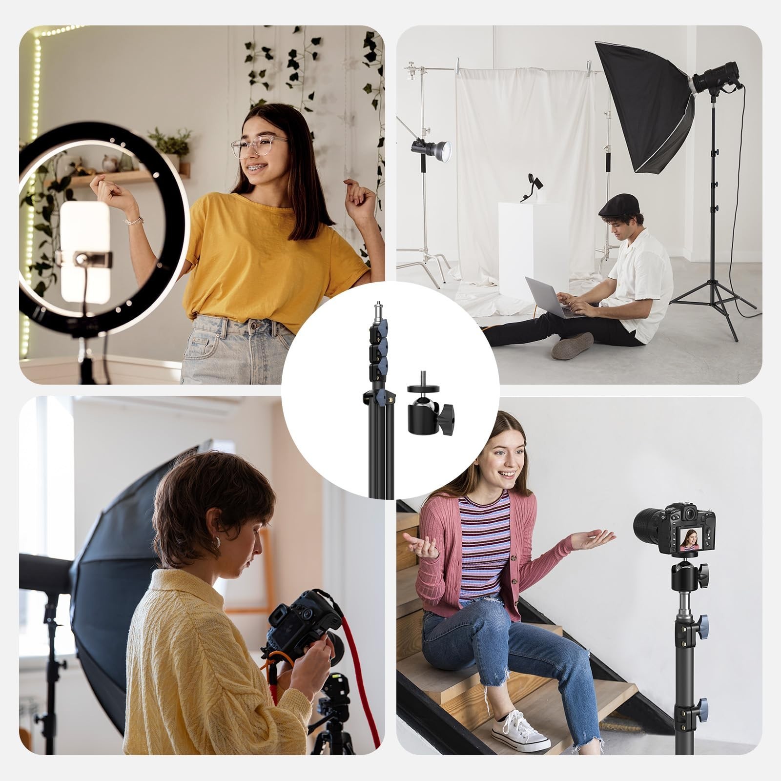 Photography Light Stands 118″/10ft/300 cm: LEORFI Heavy Duty Light Tripod Sta…