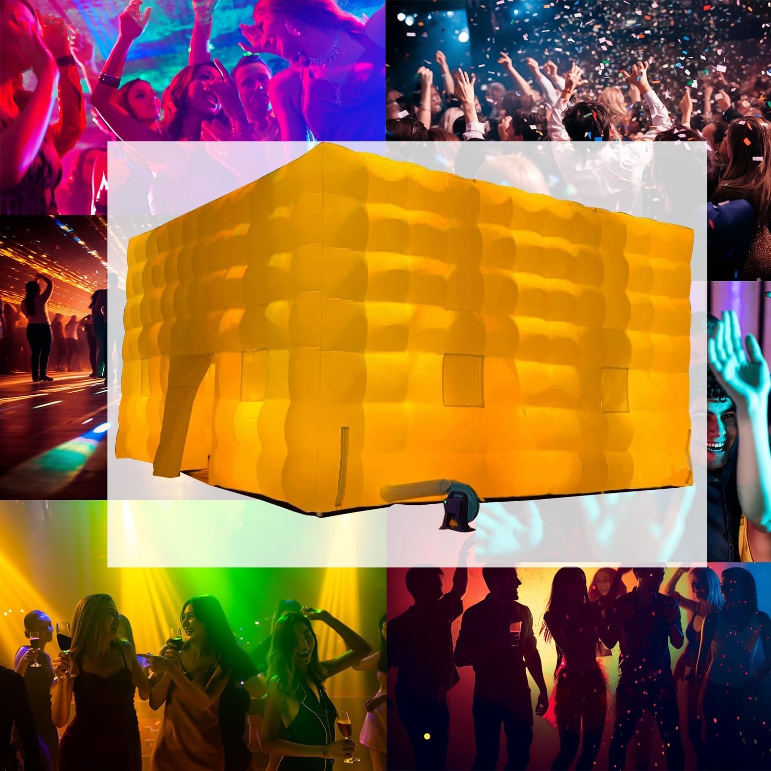 7*7*4m Inflatable Air Cube Tent Night Club With Lights For Party Birthday Event