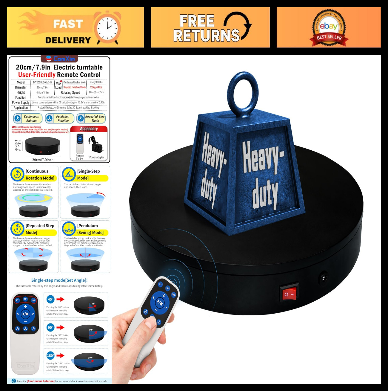 Motorized Electric Rotating Display Stand 360° Turntable for Photography & Exhib