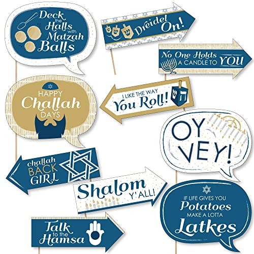 Funny Happy Hanukkah – Chanukah Photo Booth Props Kit – 10 Piece