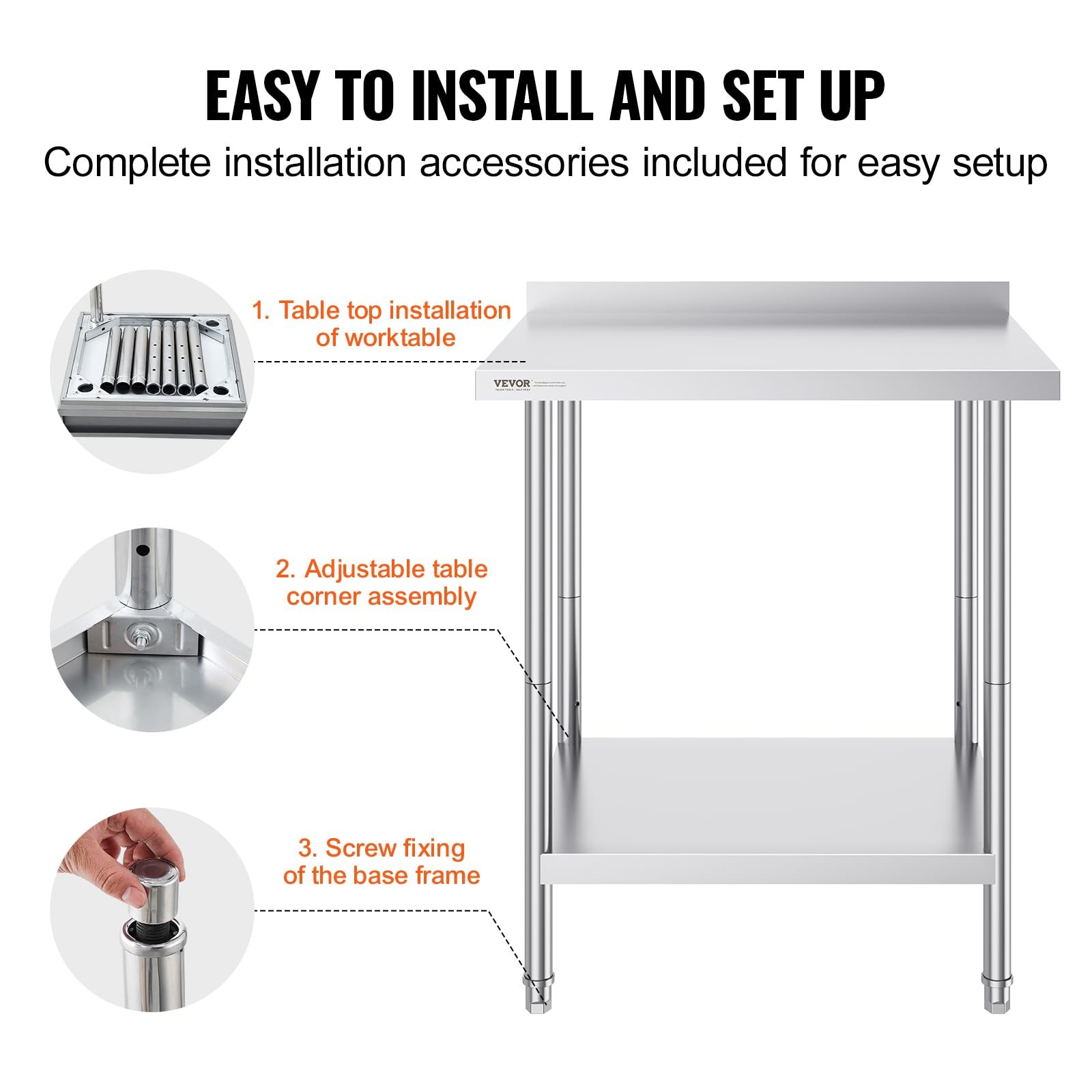 Vevor 24 X 30 X 36 Inch Stainless Steel Work Table Commercial Food Prep