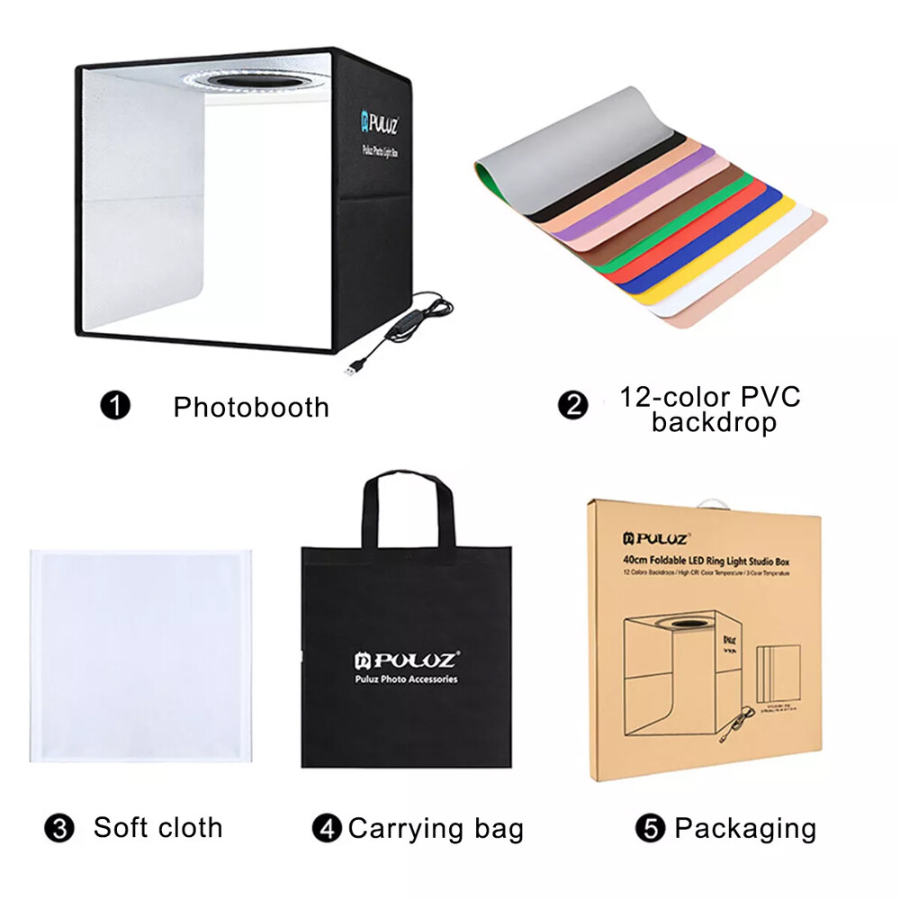 PULUZ 12″ Large LED Light Box Photo Tent Dimmable Photography Studio Shooting US