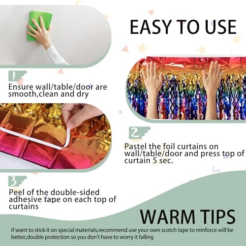 3 Pack Colorful Foil Fringe Curtain Backdrop – 6.6 x 3.3 ft Wavy Tinsel Rainbow