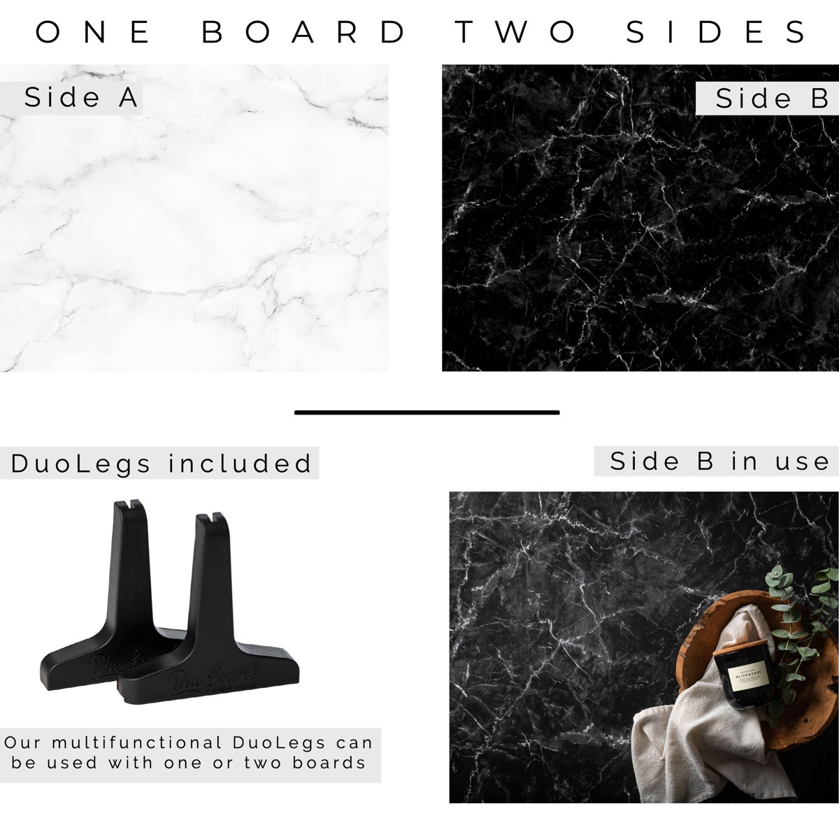 V-FLAT WORLD Duo Board – 30×40″ Double Sided Surface Board, Onyx Marble/Alpine M