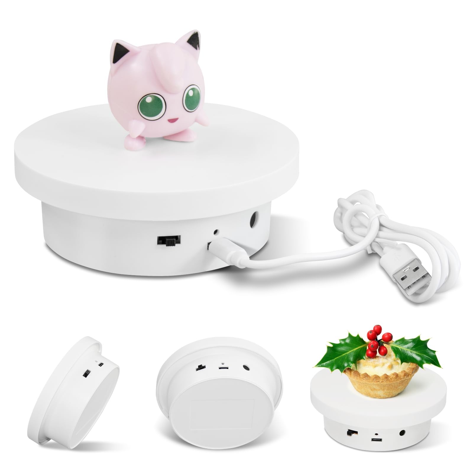 Motorized Rotating Display Stand 5.1in/11lbs, Cup Display Turner