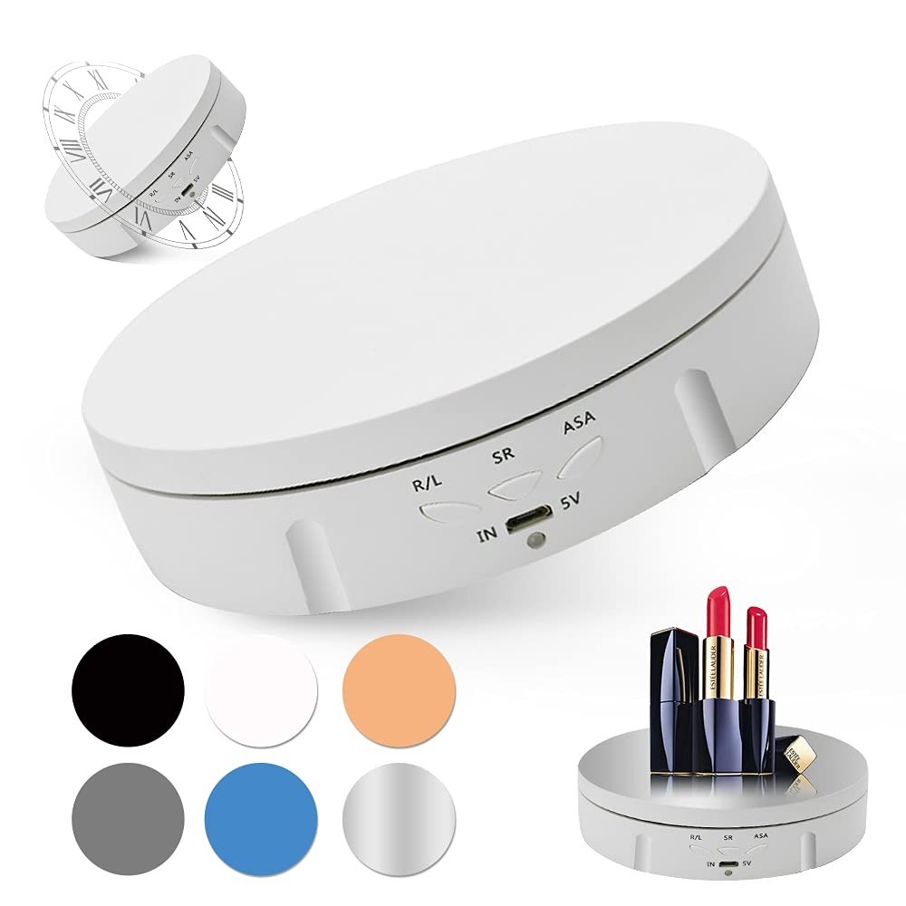 Motorized Rotating Photography Turntable Stand, 90/180/360° Display with 6 Backg