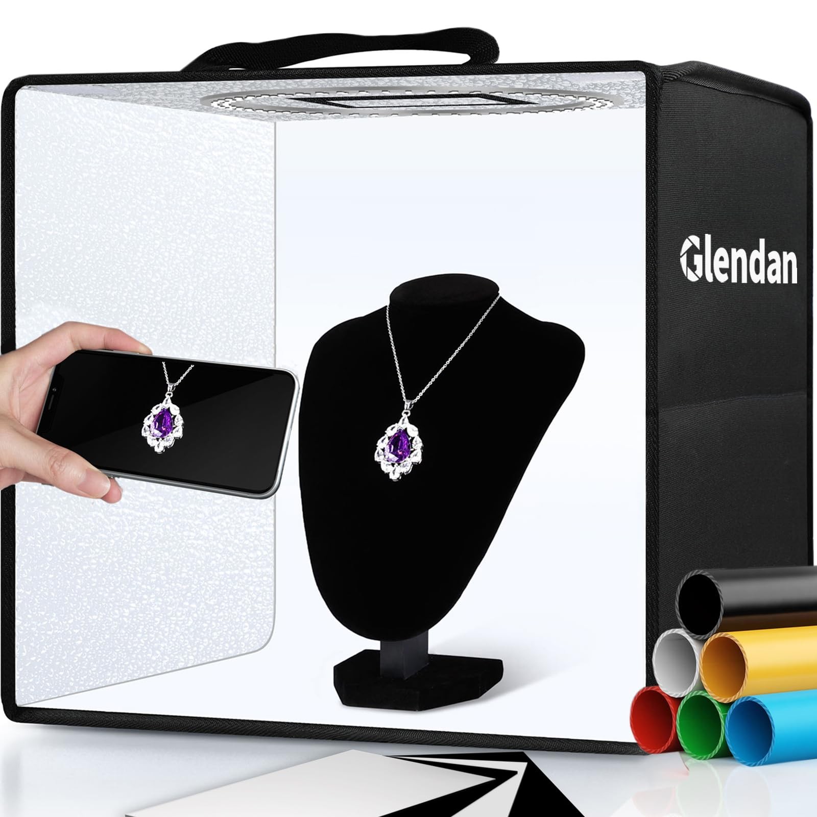 Glendan Portable Photo Studio Light Box,12″x12″ 12*12 Inch, Black