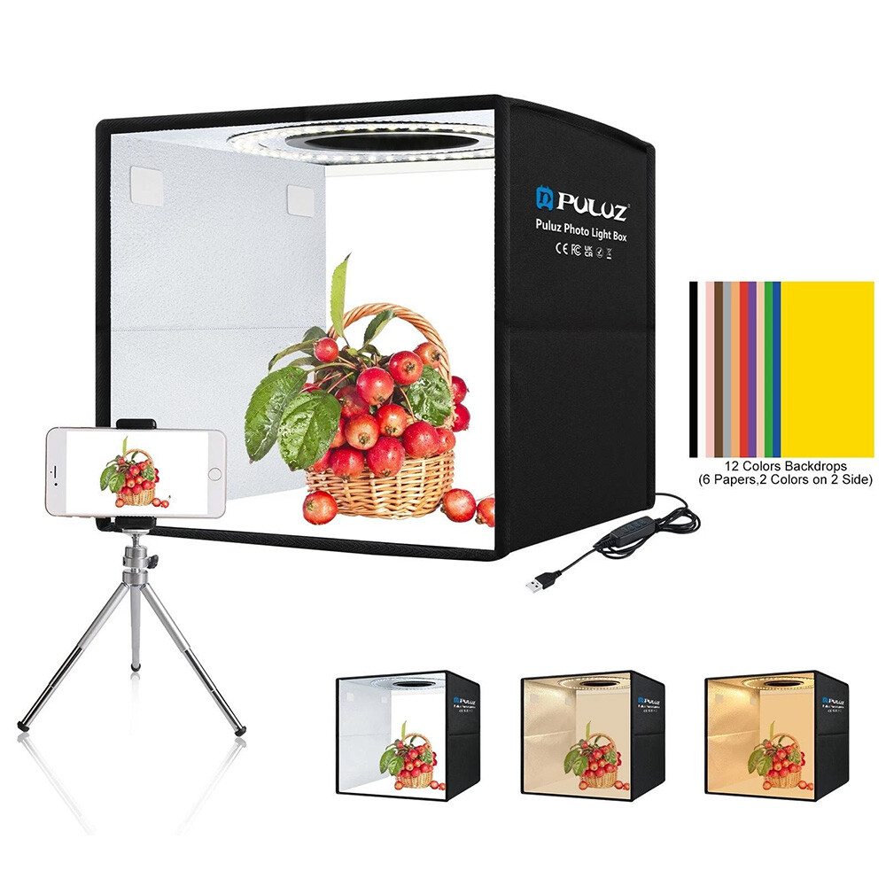 PULUZ 12″ Large LED Light Box Photo Tent Dimmable Photography Studio Shooting US