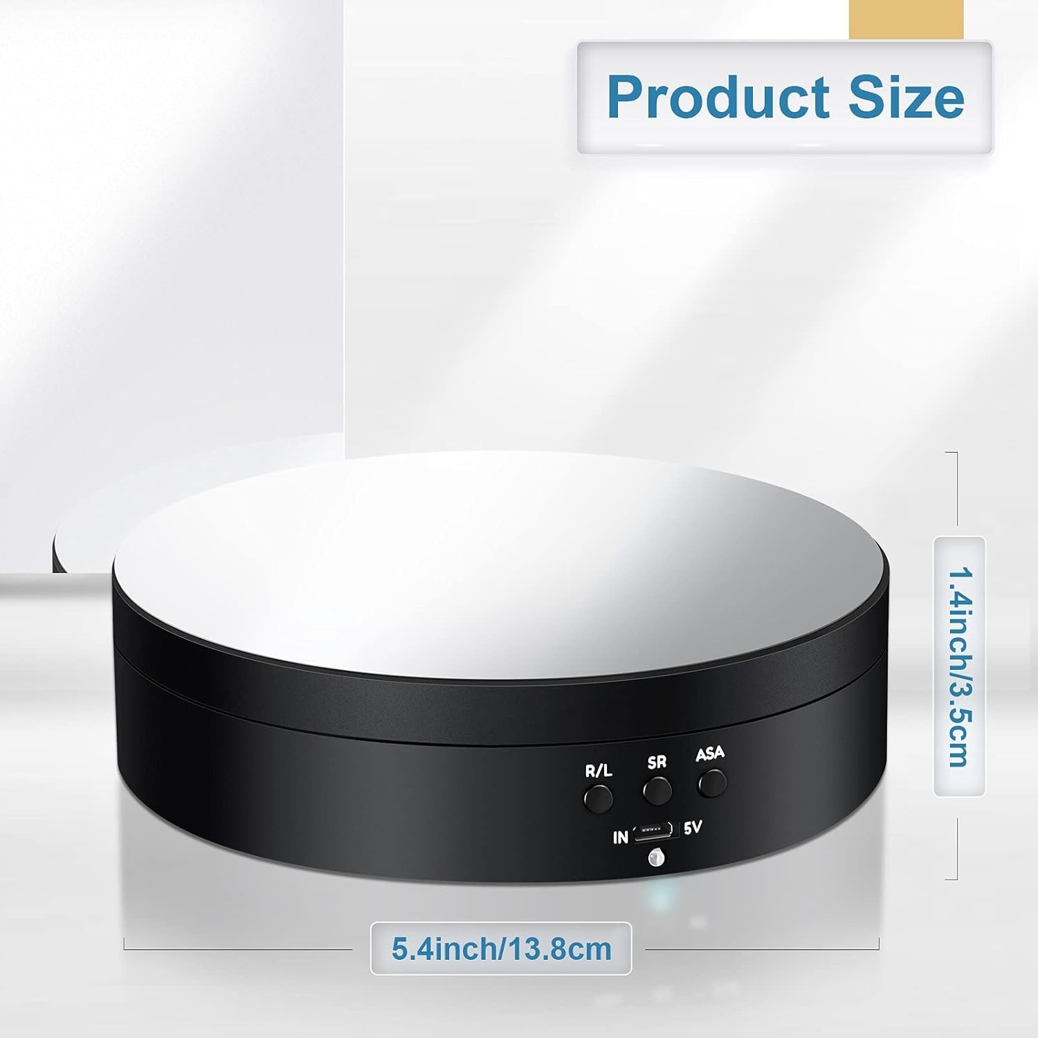 360 Degree Rotating Display Stand with USB Power, Black