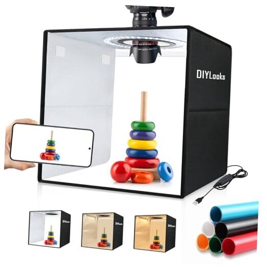 Light Box Photography, 12″x12″x12″ Folding Photo Booth Box with 12inch black