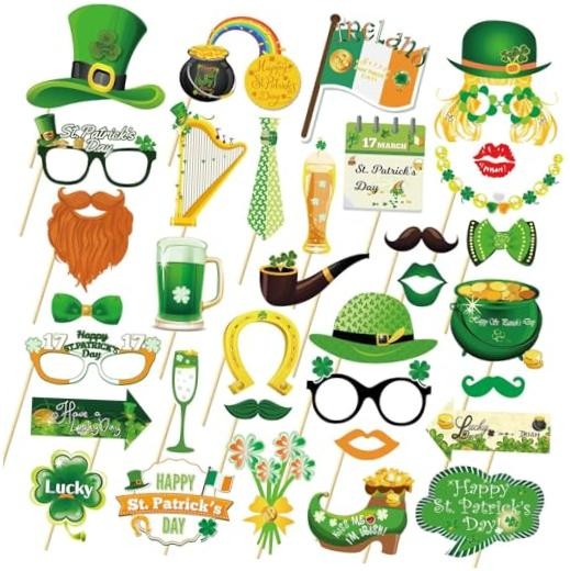 Photo Booth Props, 35 Pcs Irish Day Photobooth Props for St Patricks