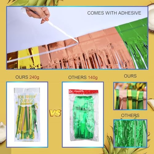 Hawaiian Luau Party Decorations, 2 Pack of 3.3×6.6 ft Green Brown and 2 PACK