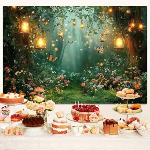 Spring Enchanted Forest Backdrop, Fairy Tale Wonderland Garden 7X5FT Green