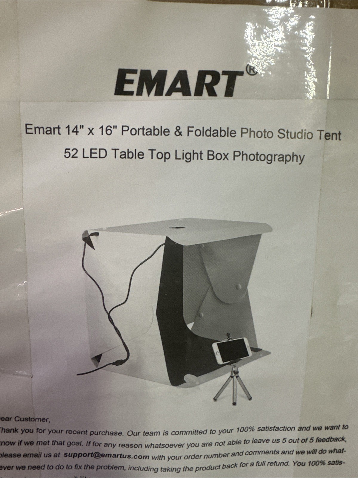 14 x 16 Photography Studio Tent 52 LED Table Top Light Box w/Phone Stand