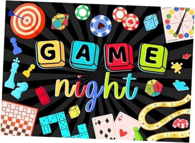 Game Night Backdrop Adults Chess Card Game On Photography Background 7×5 FT