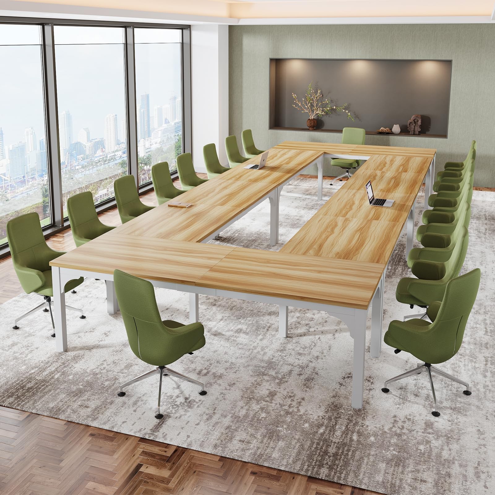 19FT Conference Table Super Sturdy Large Rectangle Meeting Seminar Table for 22