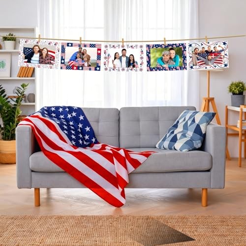 AmazingSpark 50 Pack Patriotic Picture Frames 4×6, Independence Day Photo