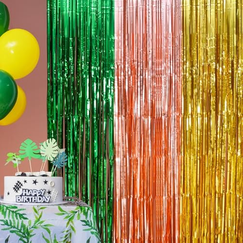 Hawaiian Luau Party Decorations, 2 Pack of 3.3×6.6 ft Green Brown and 2 PACK