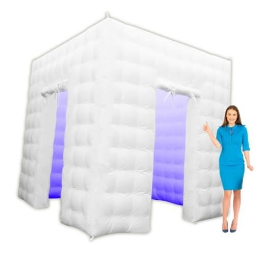 Inflatable Photo Booth Enclosure，2 Doors 8.2×8.2×8.2ft,Inflatable 8.2FT White