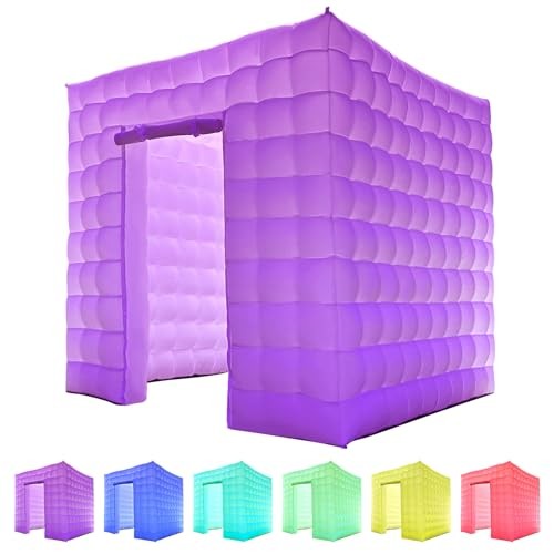 1 Door Inflatable Photo Booth, 8.2ftx8.2ft Portable 16 Colors Dimmable 1-Door