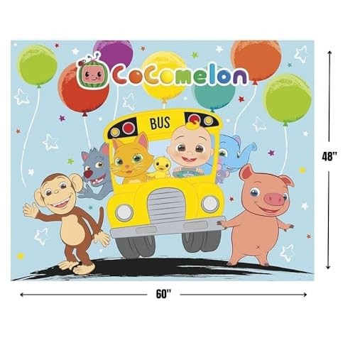 Cocomelon Multicolor Photo Booth Backdrop – 60″ x 48″ (1 Pc.) | Perfect for