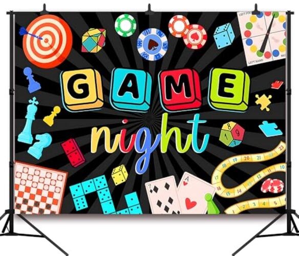 Game Night Backdrop Adults Chess Card Game On Photography Background 7×5 FT
