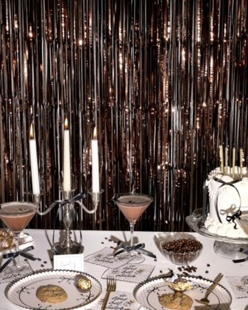 Brown Party Curtain – Set of 2 | Espresso Martini Fringe, Bachelorette