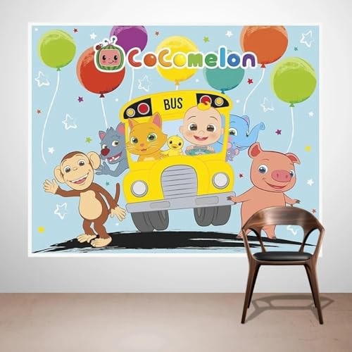 Cocomelon Multicolor Photo Booth Backdrop – 60″ x 48″ (1 Pc.) | Perfect for