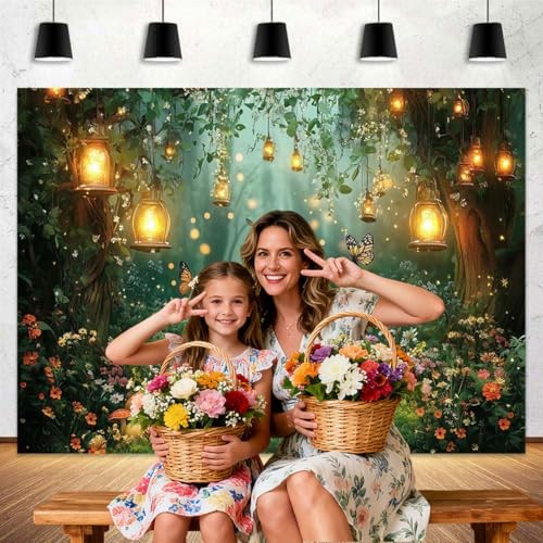 Spring Enchanted Forest Backdrop, Fairy Tale Wonderland Garden 7X5FT Green