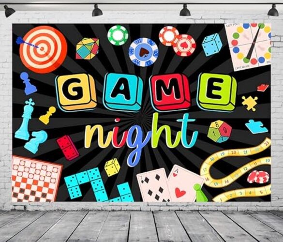 Game Night Backdrop Adults Chess Card Game On Photography Background 7×5 FT