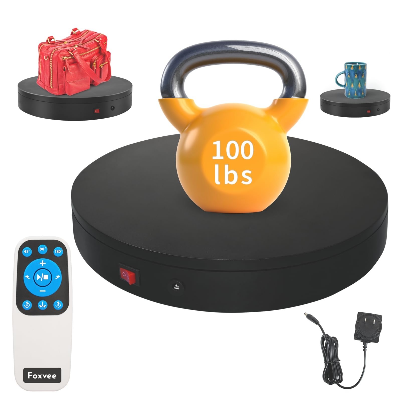 Motorized Rotating Display Turntable – 360° Photography Stand, Speed Adjustable,