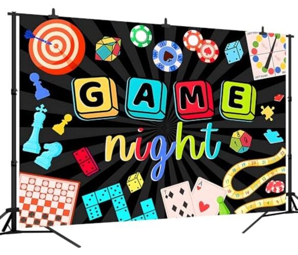 Game Night Backdrop Adults Chess Card Game On Photography Background 7×5 FT