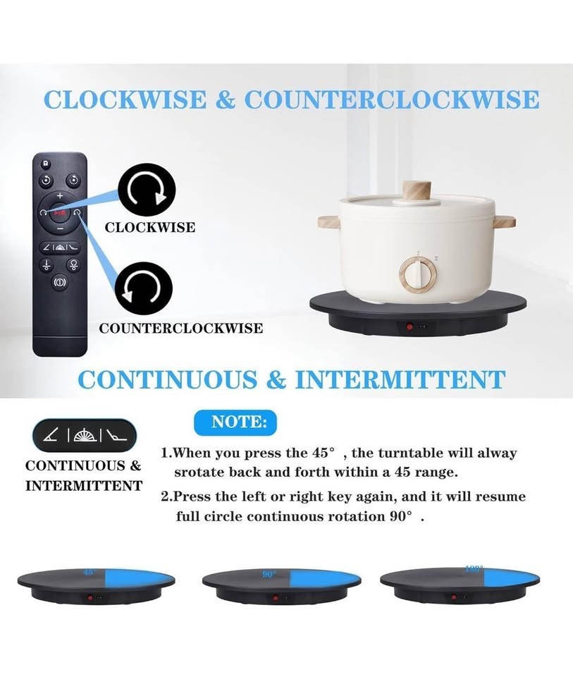 Motorized Rotating Display Stand 360° Electric Photography Turntable Remote