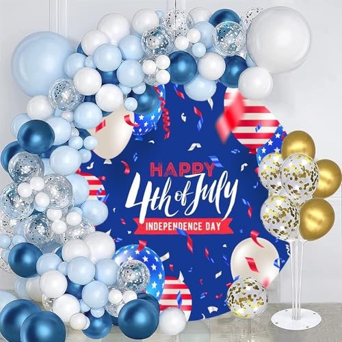Round 4th of July Backdrop Cover Independence Day 7.5ft-Diameter Blue