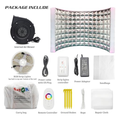 Inflatable Photo Booth Wall (Silver, Silver wall(lights on the top and bottom)