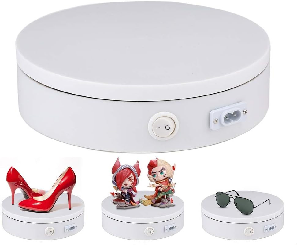 Motorized Photography Turntable, Automatic Revolving Platform Perfect for 360 De