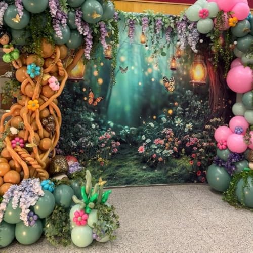 Spring Enchanted Forest Backdrop, Fairy Tale Wonderland Garden 7X5FT Green