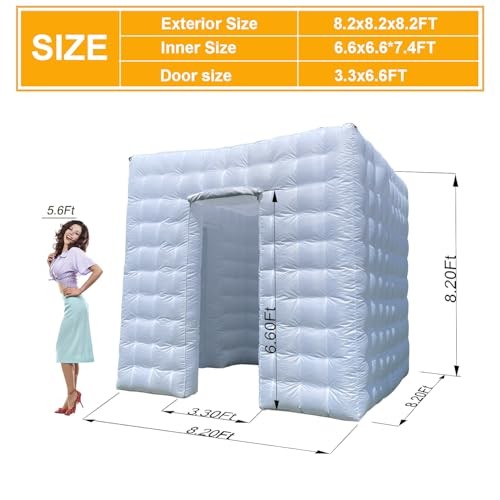 Inflatable Photo Booth Enclosure, 8.2 x 8.2ft Portable 16 8.2×8.2FT White Cube