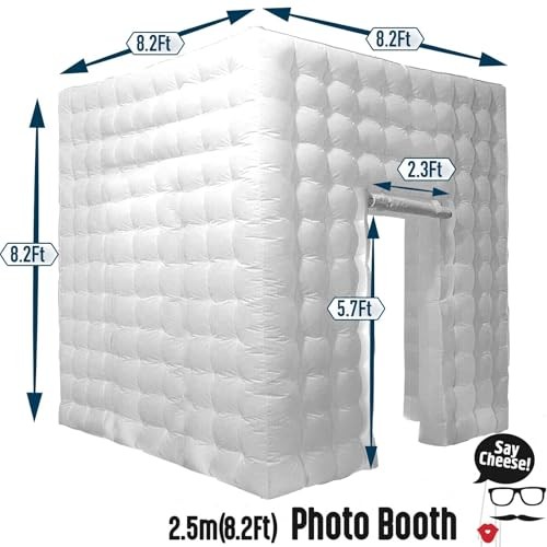 1 Door Inflatable Photo Booth, 8.2ftx8.2ft Portable 16 Colors Dimmable 1-Door
