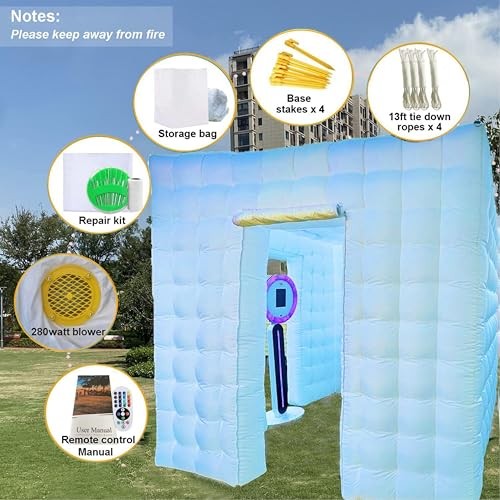 Inflatable Photo Booth Enclosure, 8.2 x 8.2ft Portable 16 8.2×8.2FT White Cube