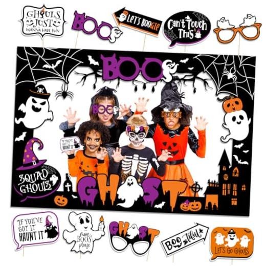 Halloween Party Photo Booth Props Frame, Ghost Boo Photography Decorations Kit