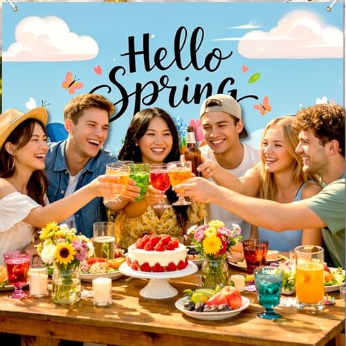 Spring Backdrop 8x6ft Hello Spring Garden Background Floral Floral Garden#3