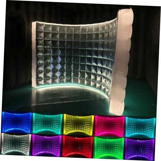Inflatable Photo Booth Wall (Silver, Silver wall(lights on the top and bottom)