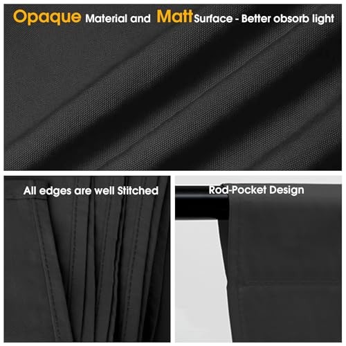 Backdrop for Photography, Dual-Size Dual-Pocket Design Photo 10x20ft Black