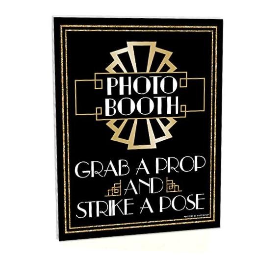 Roaring 20’s Photo Booth Sign – 1920s Art Deco Jazz Party Decorations –
