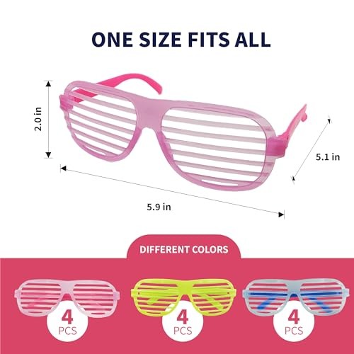 12Pcs Glow in The Dark Glasses,Neon Fluorescent Blacklight Eyeglasses Party