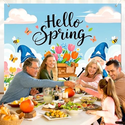 Spring Backdrop 8x6ft Hello Spring Garden Background Floral Floral Garden#3